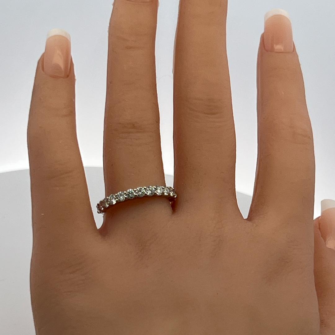 Tiffany & Co Platinum Half-Eternity Band Ring 1.1ct Round F VS Diamond Size 7.75