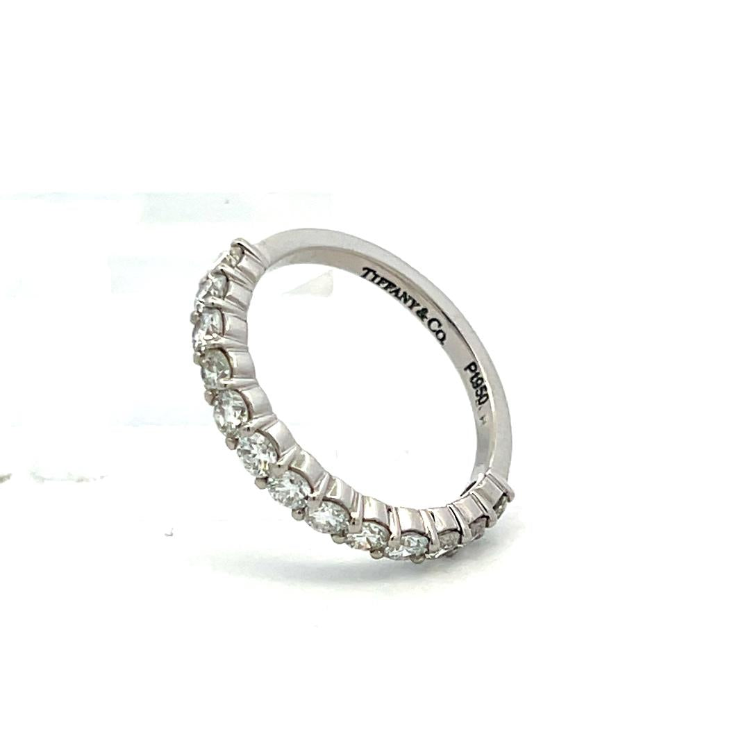 Tiffany & Co Platinum Half-Eternity Band Ring 1.1ct Round F VS Diamond Size 7.75