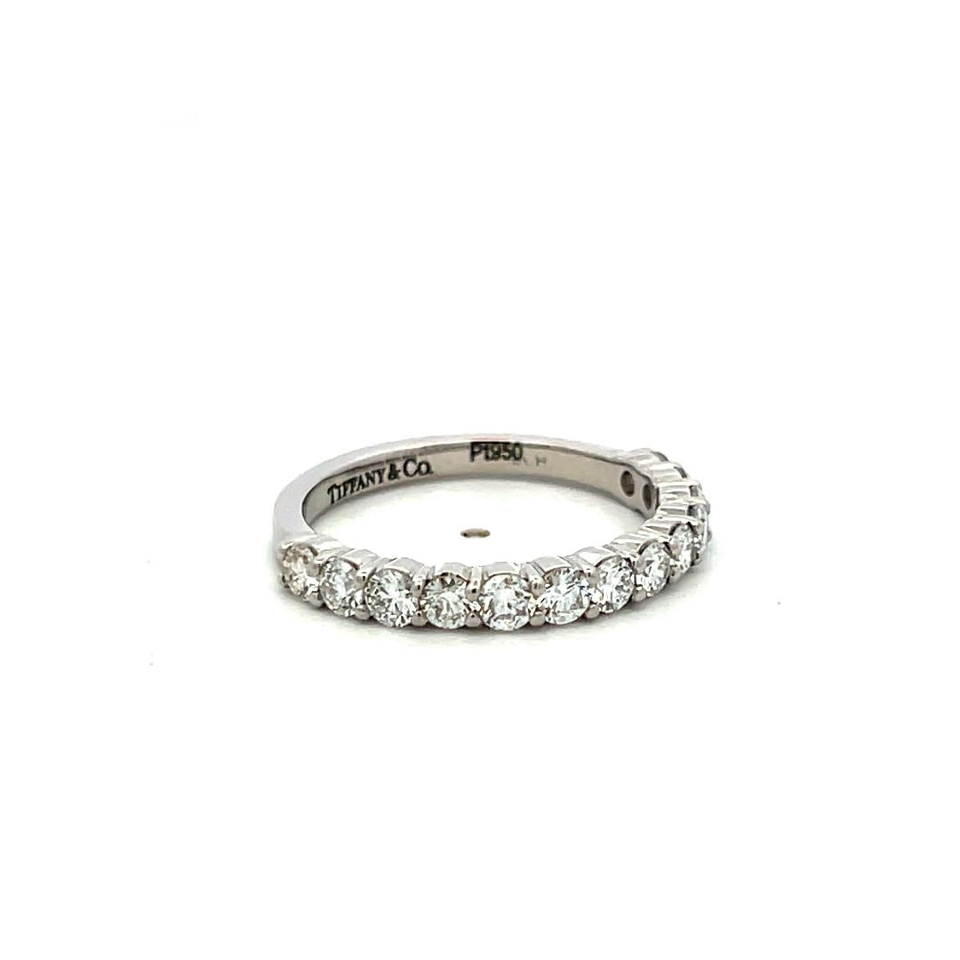 Tiffany & Co Platinum Half-Eternity Band Ring 1.1ct Round F VS Diamond Size 7.75