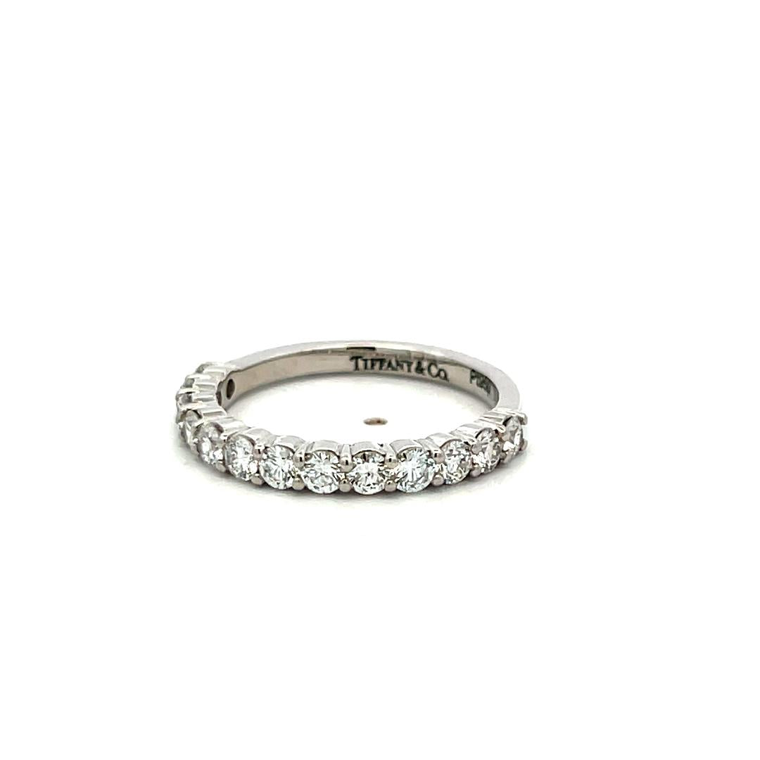 Tiffany & Co Platinum Half-Eternity Band Ring 1.1ct Round F VS Diamond Size 7.75