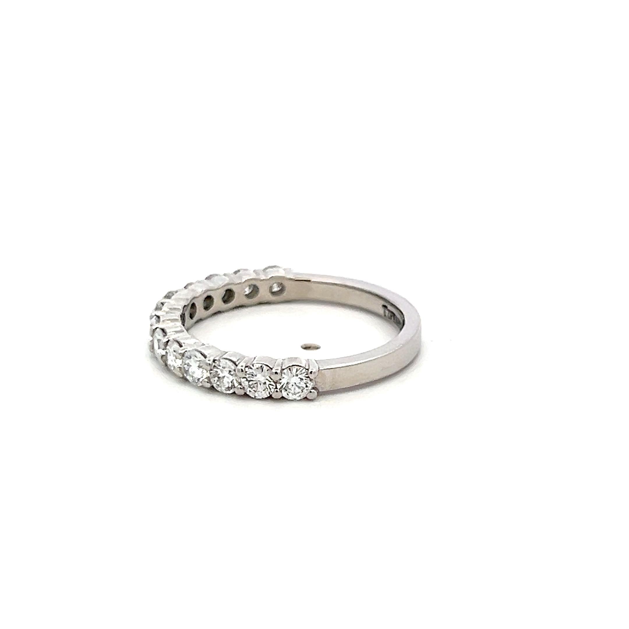 Tiffany & Co Platinum Half-Eternity Band Ring 1.1ct Round F VS Diamond Size 7.75
