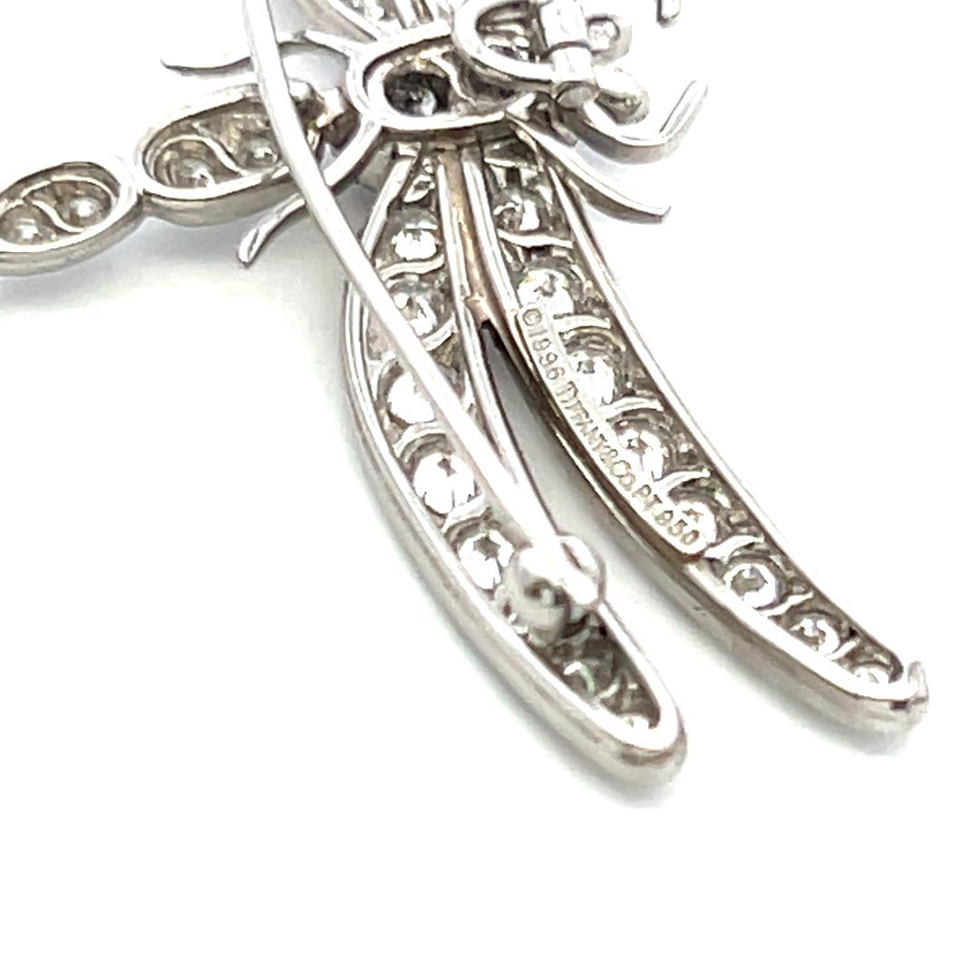 Tiffany & Co Platinum Dragonfly Pin Brooch 2.5ct Round Diamond & 0.02ct Sapphire