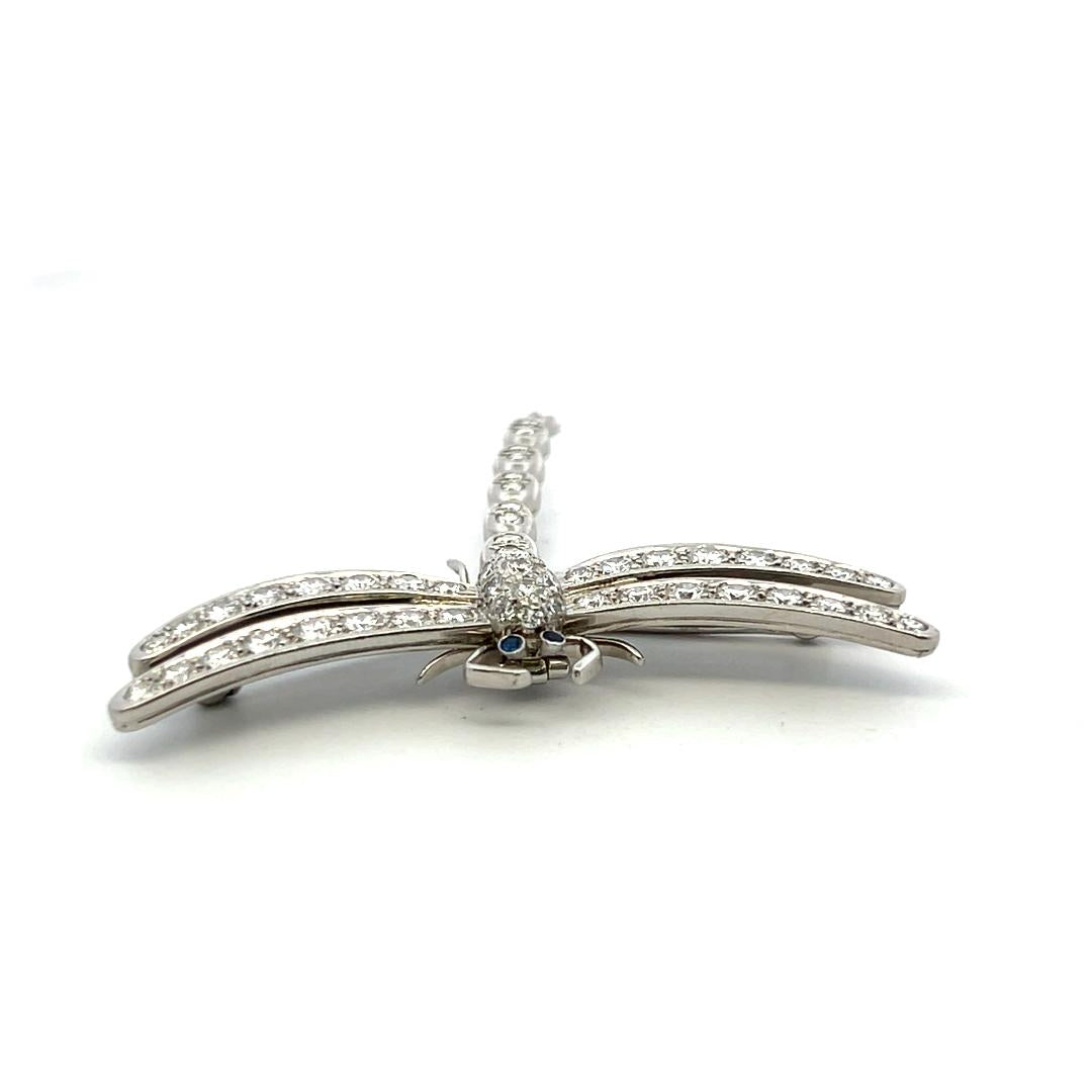 Tiffany & Co Platinum Dragonfly Pin Brooch 2.5ct Round Diamond & 0.02ct Sapphire