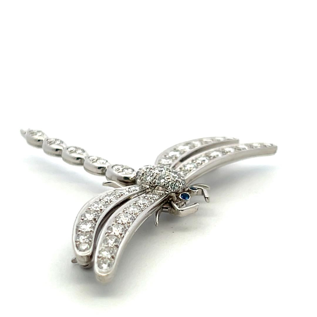 Tiffany & Co Platinum Dragonfly Pin Brooch 2.5ct Round Diamond & 0.02ct Sapphire
