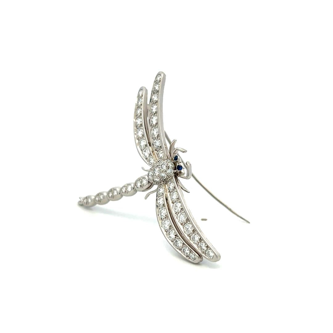 Tiffany & Co Platinum Dragonfly Pin Brooch 2.5ct Round Diamond & 0.02ct Sapphire
