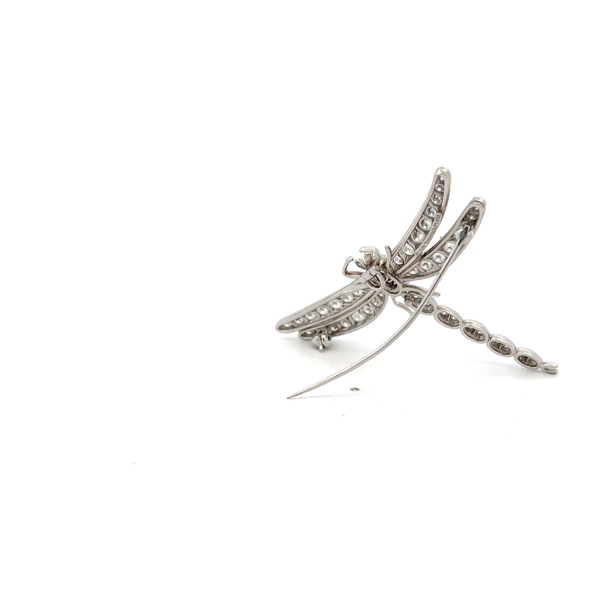 Tiffany & Co Platinum Dragonfly Pin Brooch 2.5ct Round Diamond & 0.02ct Sapphire