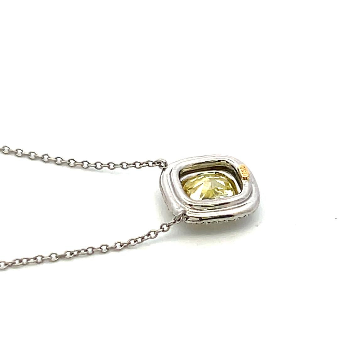 Tiffany & Co Platinum Pendant Necklace with 1.73ct Cushion & Round Diamonds GIA