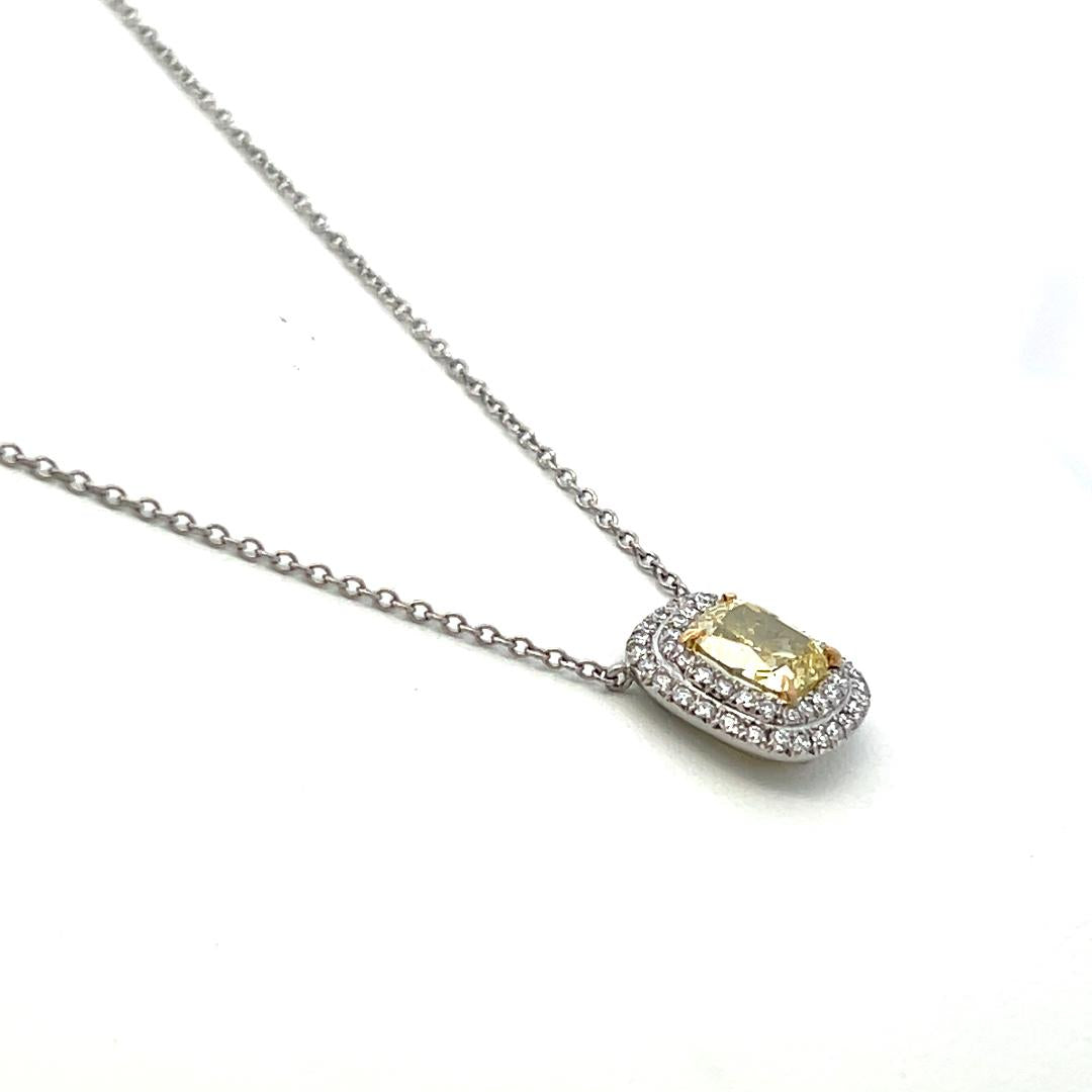 Tiffany & Co Platinum Pendant Necklace with 1.73ct Cushion & Round Diamonds GIA
