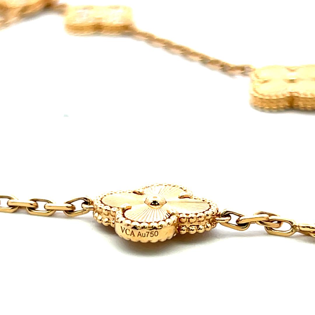 Van Cleef & Arpels 18K Yellow Gold Clover Necklace 4.83ct Round F VVS Diamonds