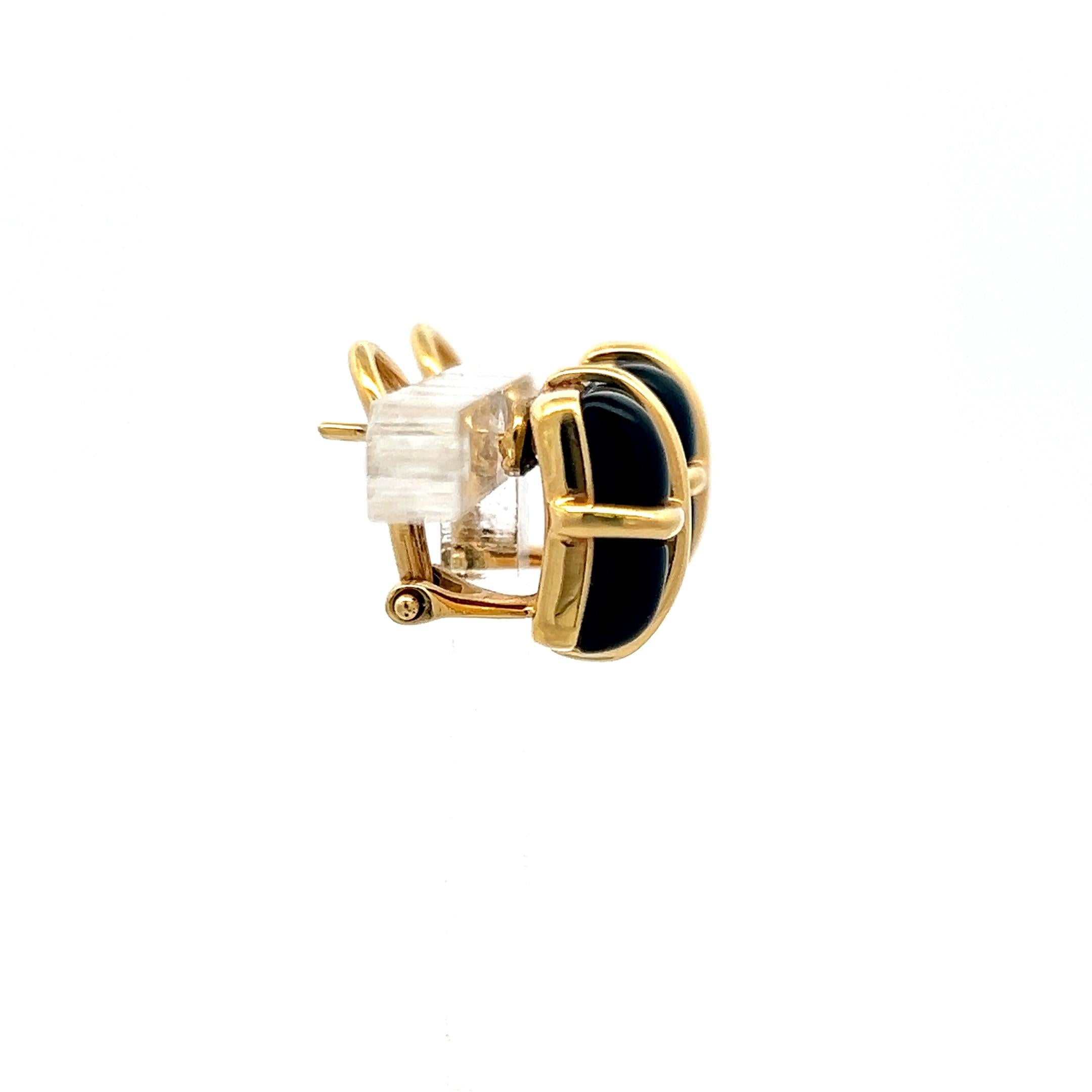 Vintage Tiffany & Co 18K Yellow Gold Clip On Earrings Onyx 10.7 Grams