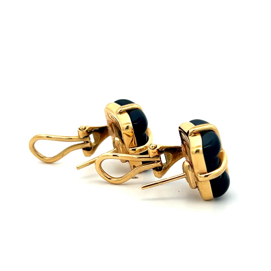 Vintage Tiffany & Co 18K Yellow Gold Clip On Earrings Onyx 10.7 Grams