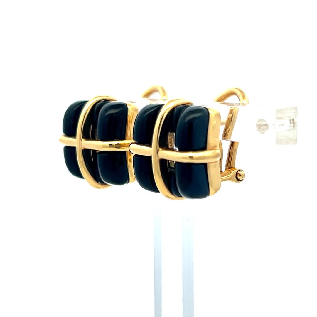Vintage Tiffany & Co 18K Yellow Gold Clip On Earrings Onyx 10.7 Grams