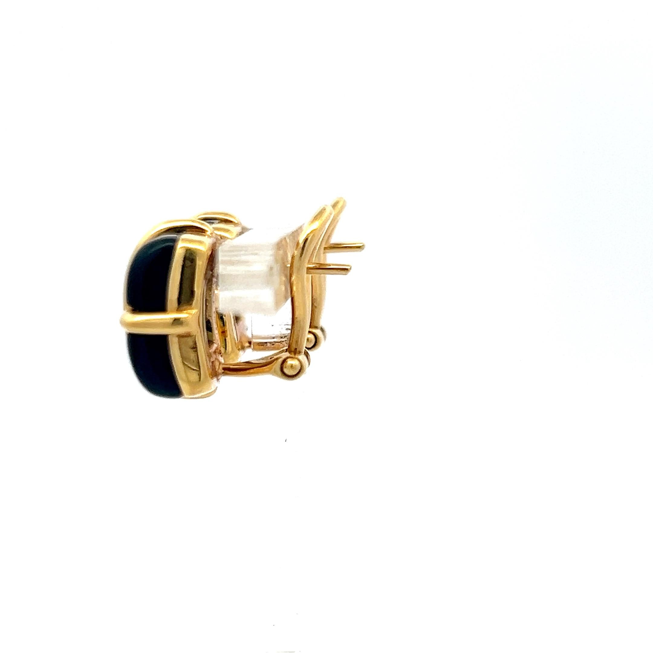 Vintage Tiffany & Co 18K Yellow Gold Clip On Earrings Onyx 10.7 Grams