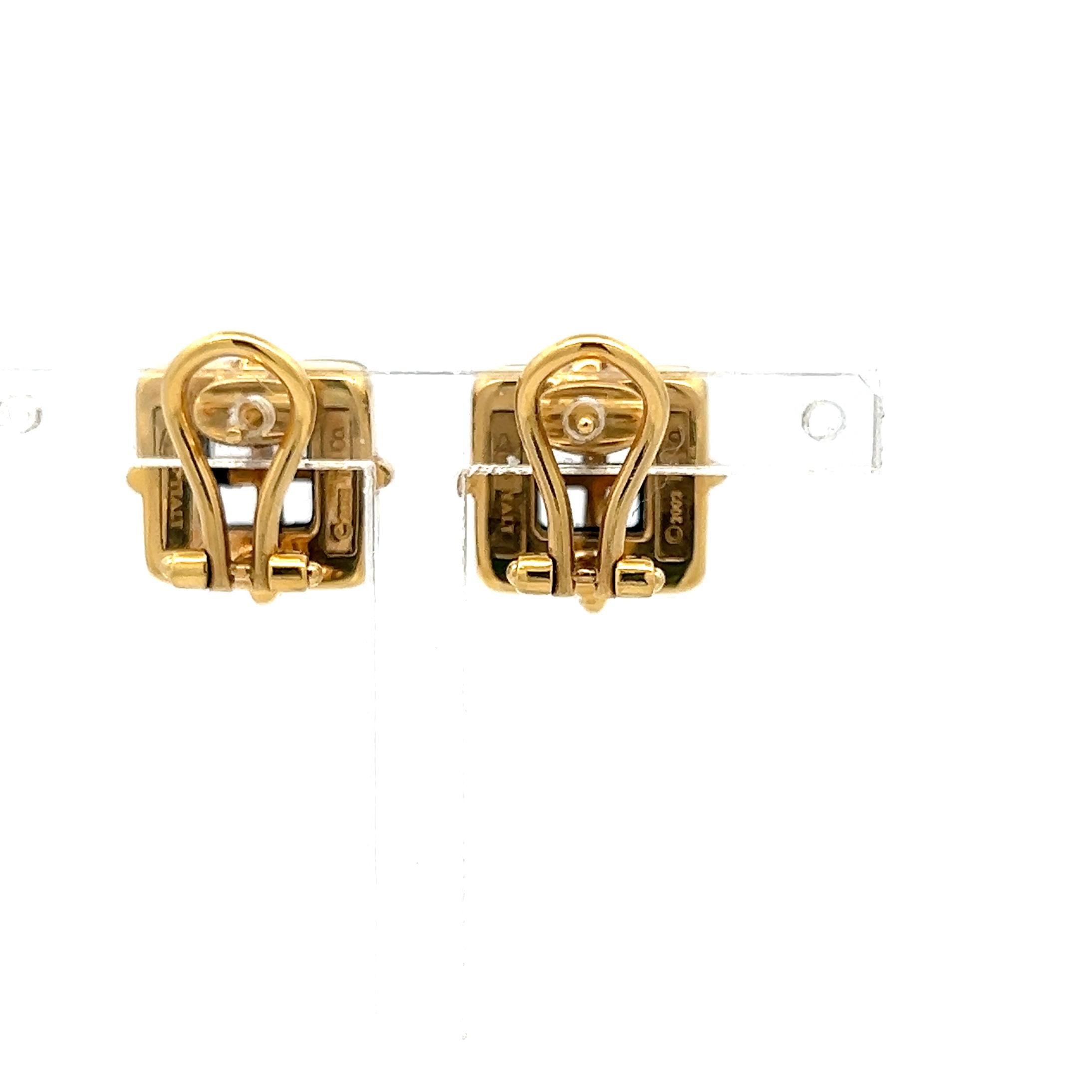 Vintage Tiffany & Co 18K Yellow Gold Clip On Earrings Onyx 10.7 Grams