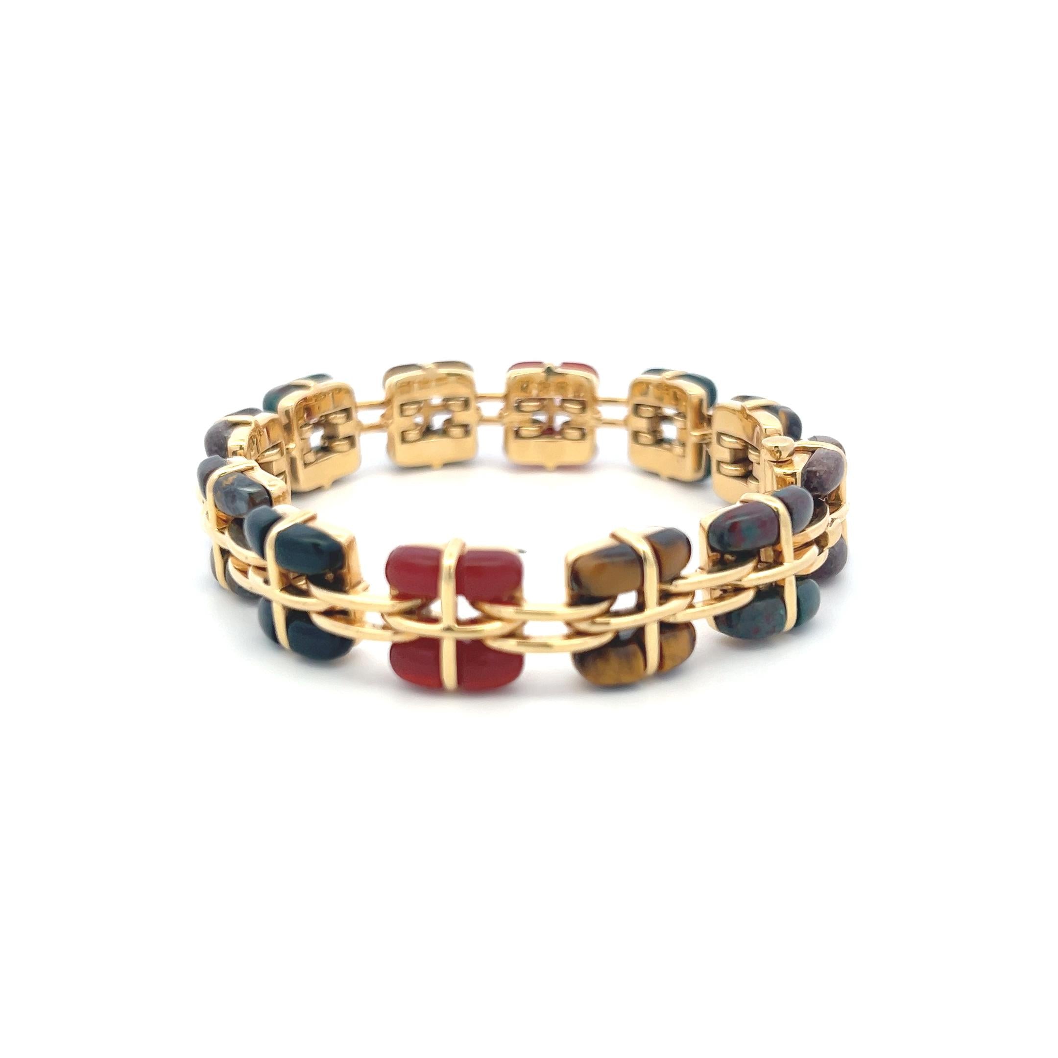 Tiffany & Co Vintage 18K Yellow Gold Link Bracelet with Multi Gemstones