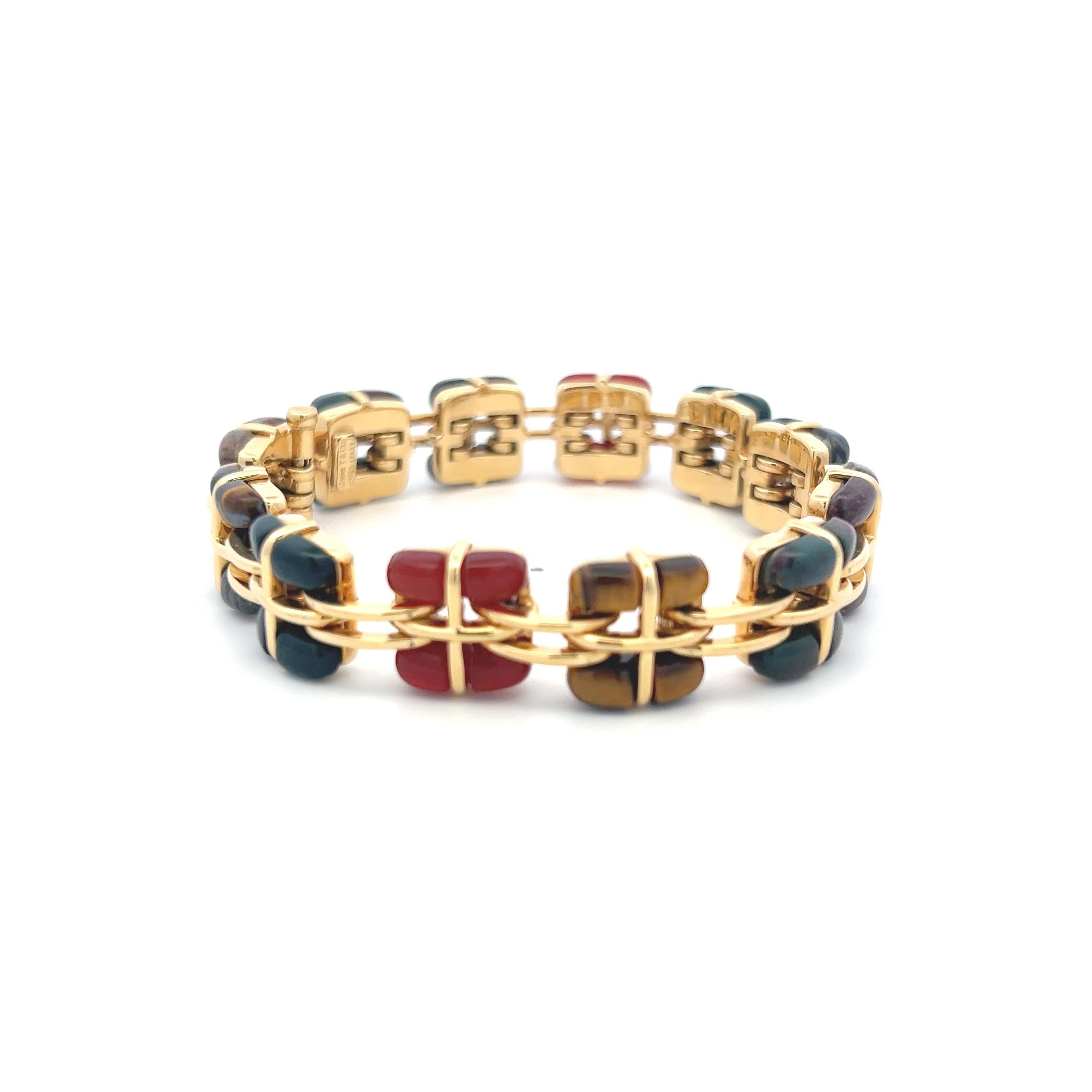 Tiffany & Co Vintage 18K Yellow Gold Link Bracelet with Multi Gemstones