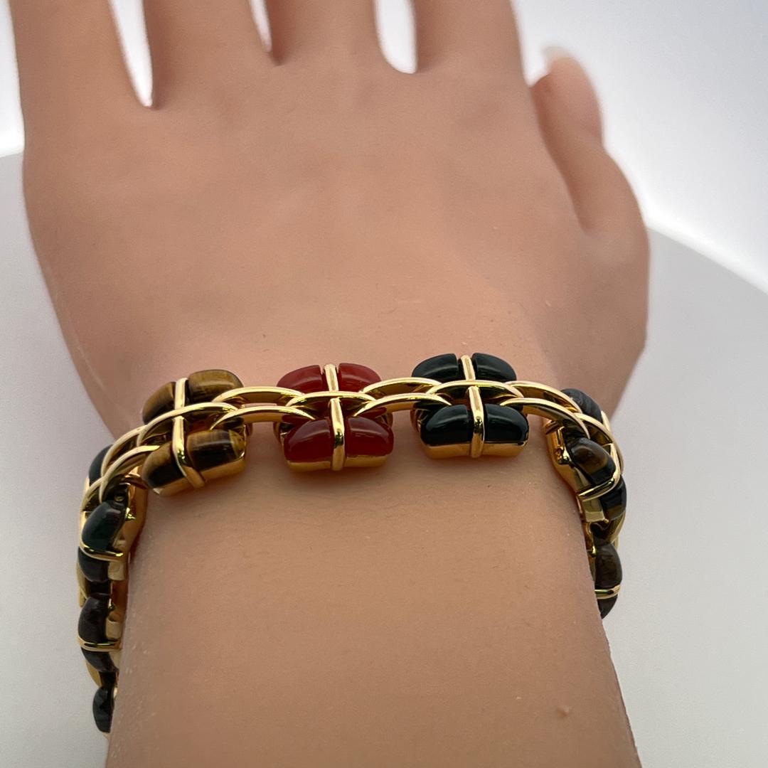 Tiffany & Co Vintage 18K Yellow Gold Link Bracelet with Multi Gemstones
