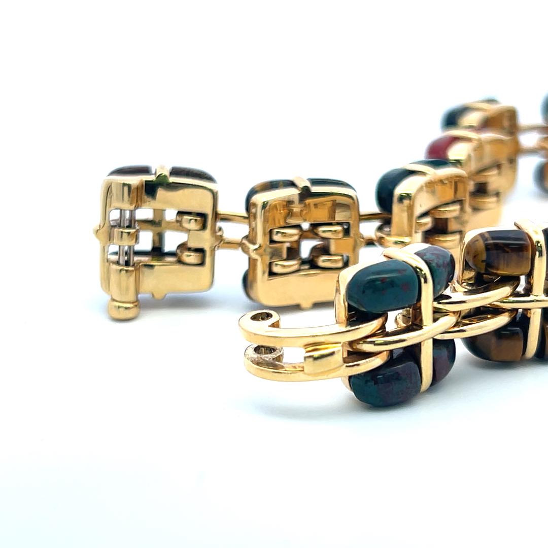 Tiffany & Co Vintage 18K Yellow Gold Link Bracelet with Multi Gemstones