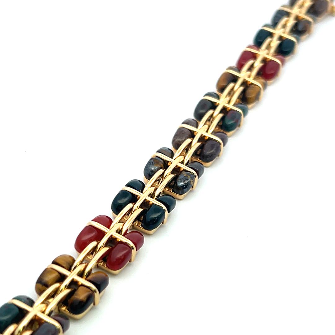 Tiffany & Co Vintage 18K Yellow Gold Link Bracelet with Multi Gemstones