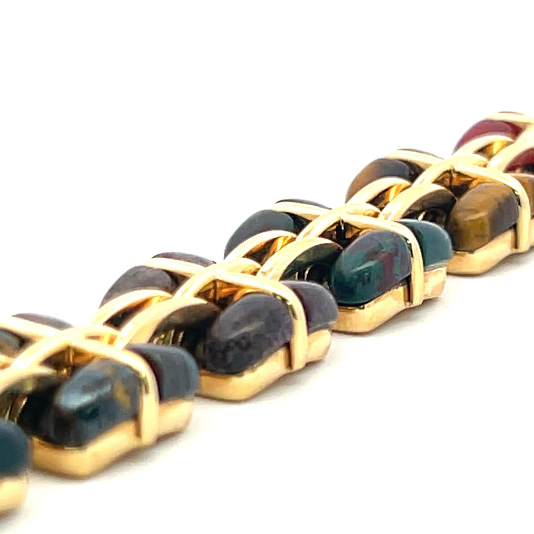 Tiffany & Co Vintage 18K Yellow Gold Link Bracelet with Multi Gemstones