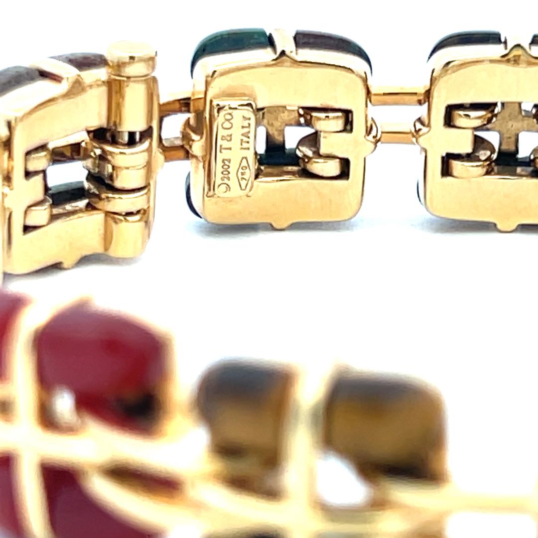 Tiffany & Co Vintage 18K Yellow Gold Link Bracelet with Multi Gemstones