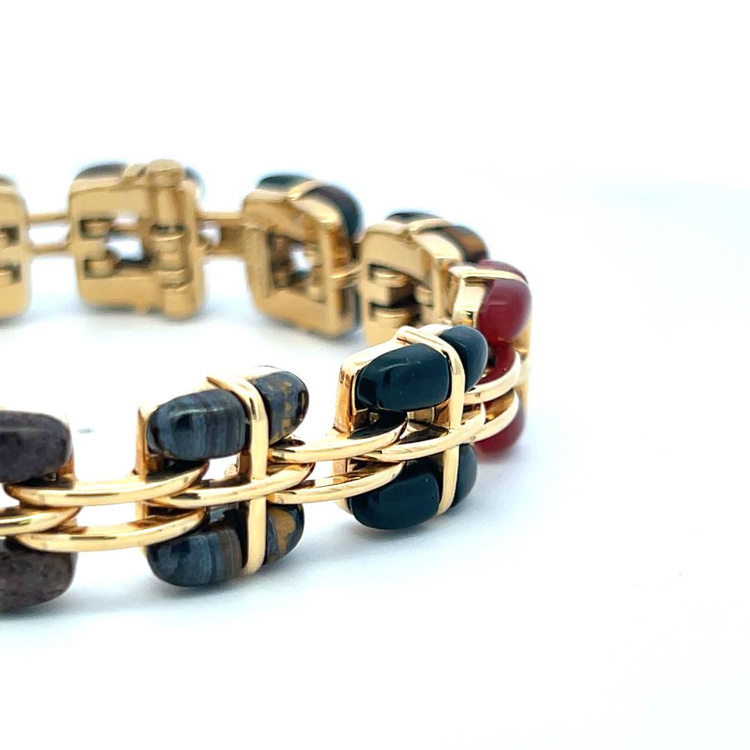 Tiffany & Co Vintage 18K Yellow Gold Link Bracelet with Multi Gemstones