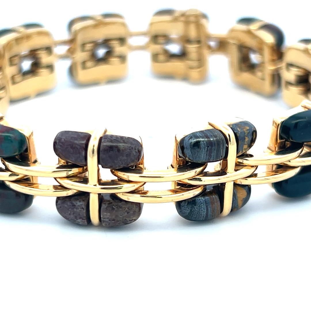 Tiffany & Co Vintage 18K Yellow Gold Link Bracelet with Multi Gemstones