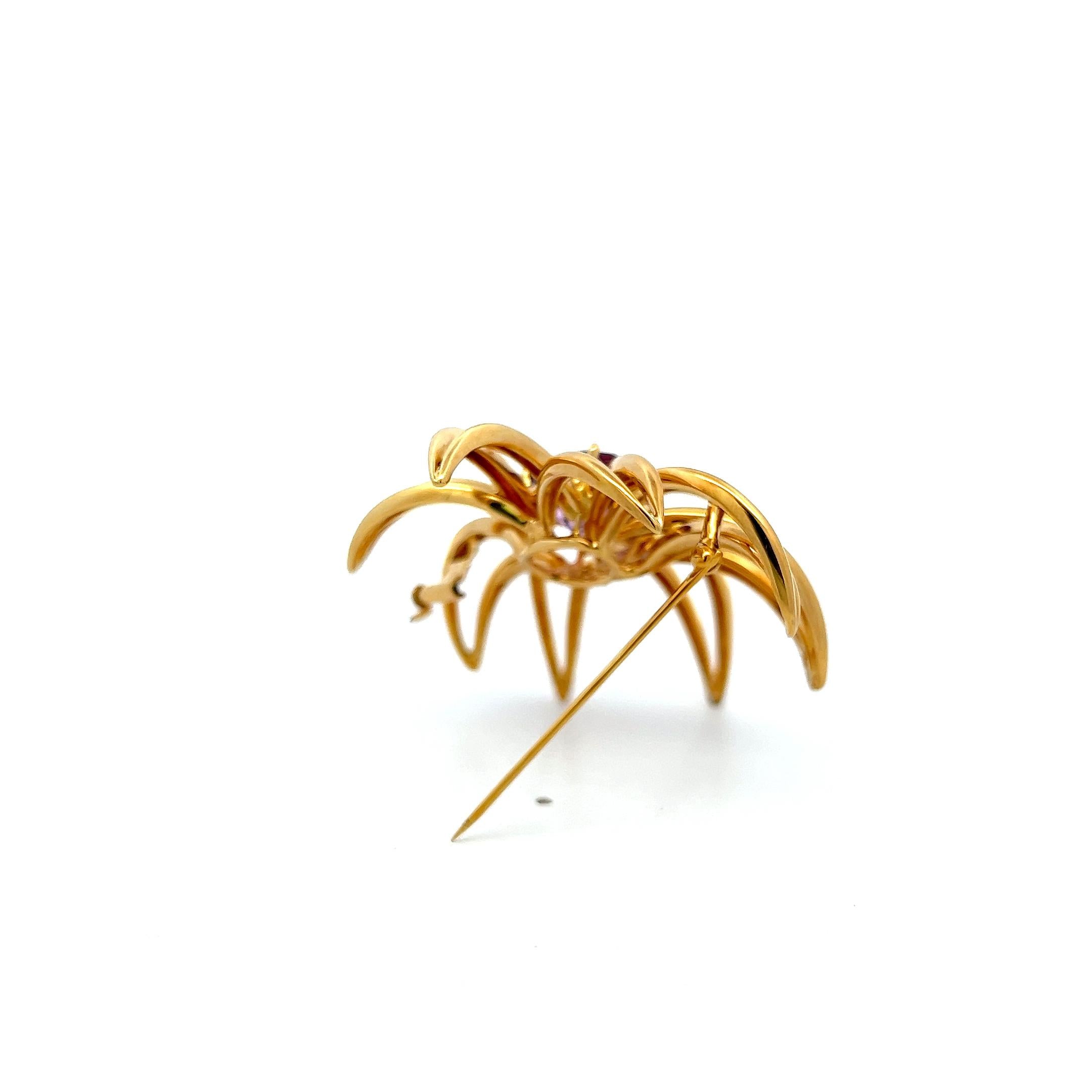 Tiffany & Co 18K Yellow Gold Pin Brooch with 6.4 Carat Oval Amethyst 24 Grams