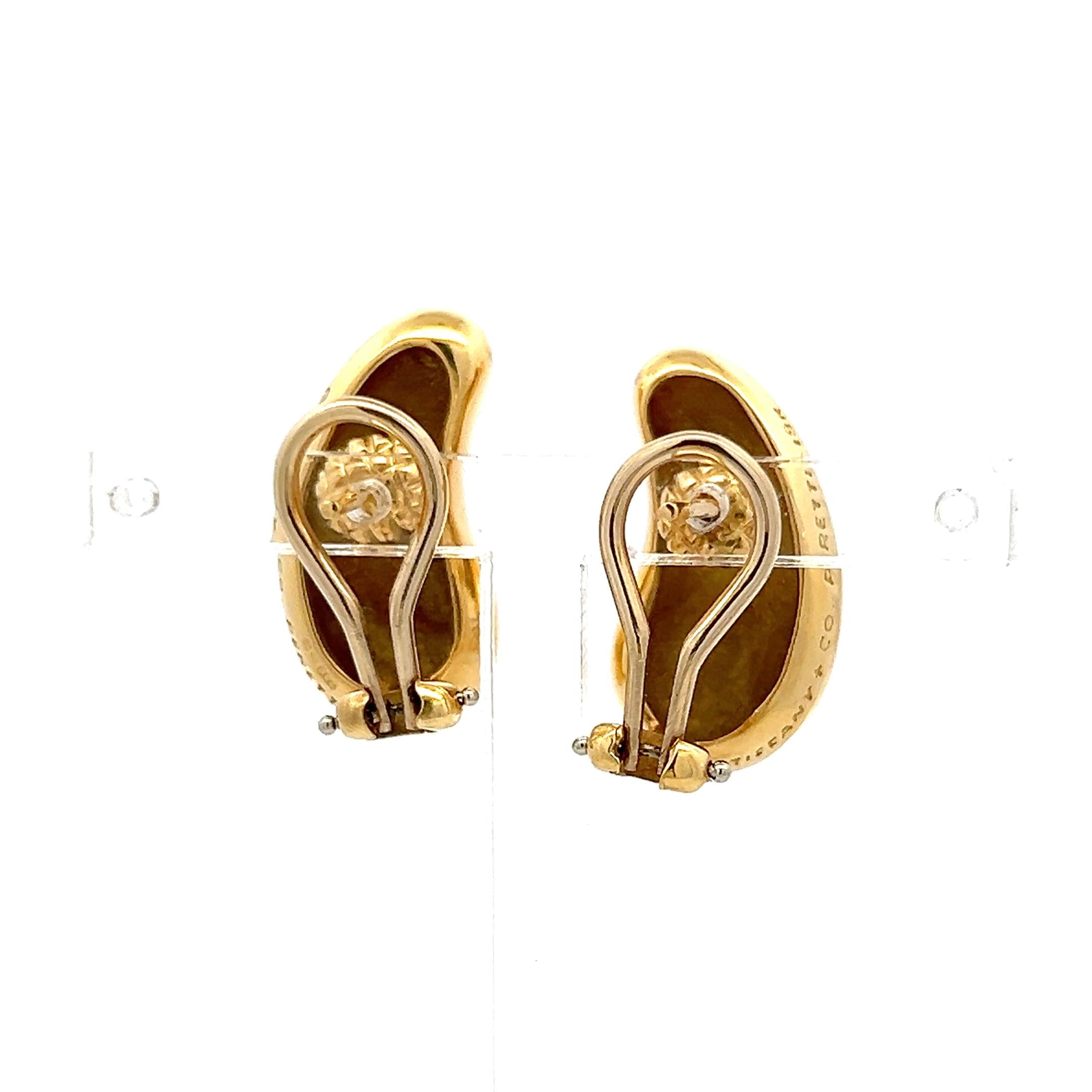 Tiffany & Co 18 Karat Yellow Gold Clip-On Earrings weighs 12 Grams