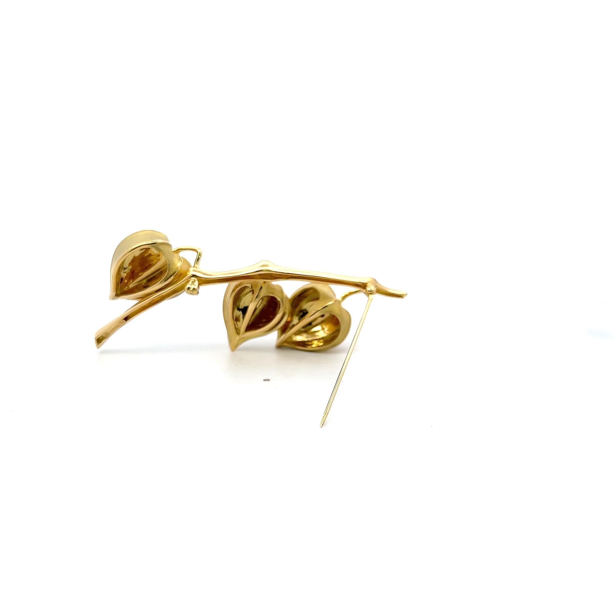 Tiffany & Co Vintage 18K Yellow Gold Chines Lantern Leaf Pin Brooch 35.2 Grams