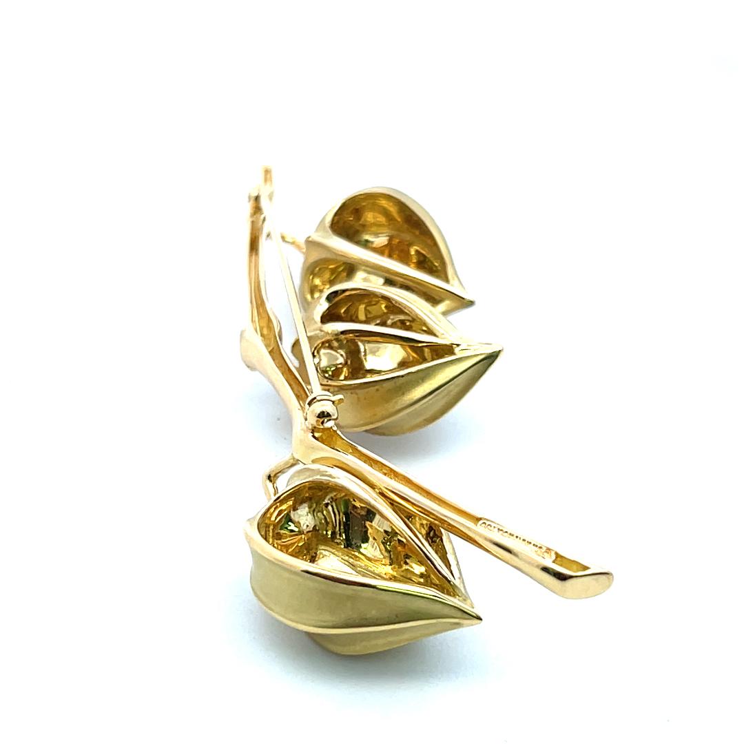 Tiffany & Co Vintage 18K Yellow Gold Chines Lantern Leaf Pin Brooch 35.2 Grams