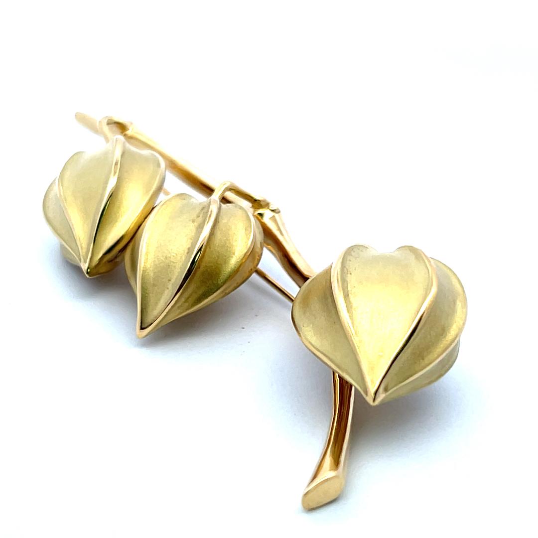 Tiffany & Co Vintage 18K Yellow Gold Chines Lantern Leaf Pin Brooch 35.2 Grams