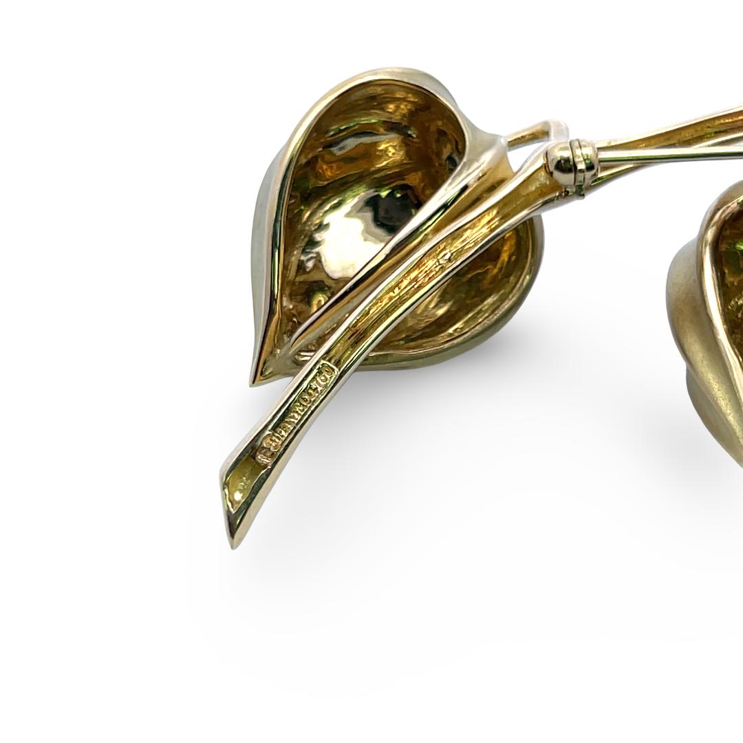 Tiffany & Co Vintage 18K Yellow Gold Chines Lantern Leaf Pin Brooch 35.2 Grams