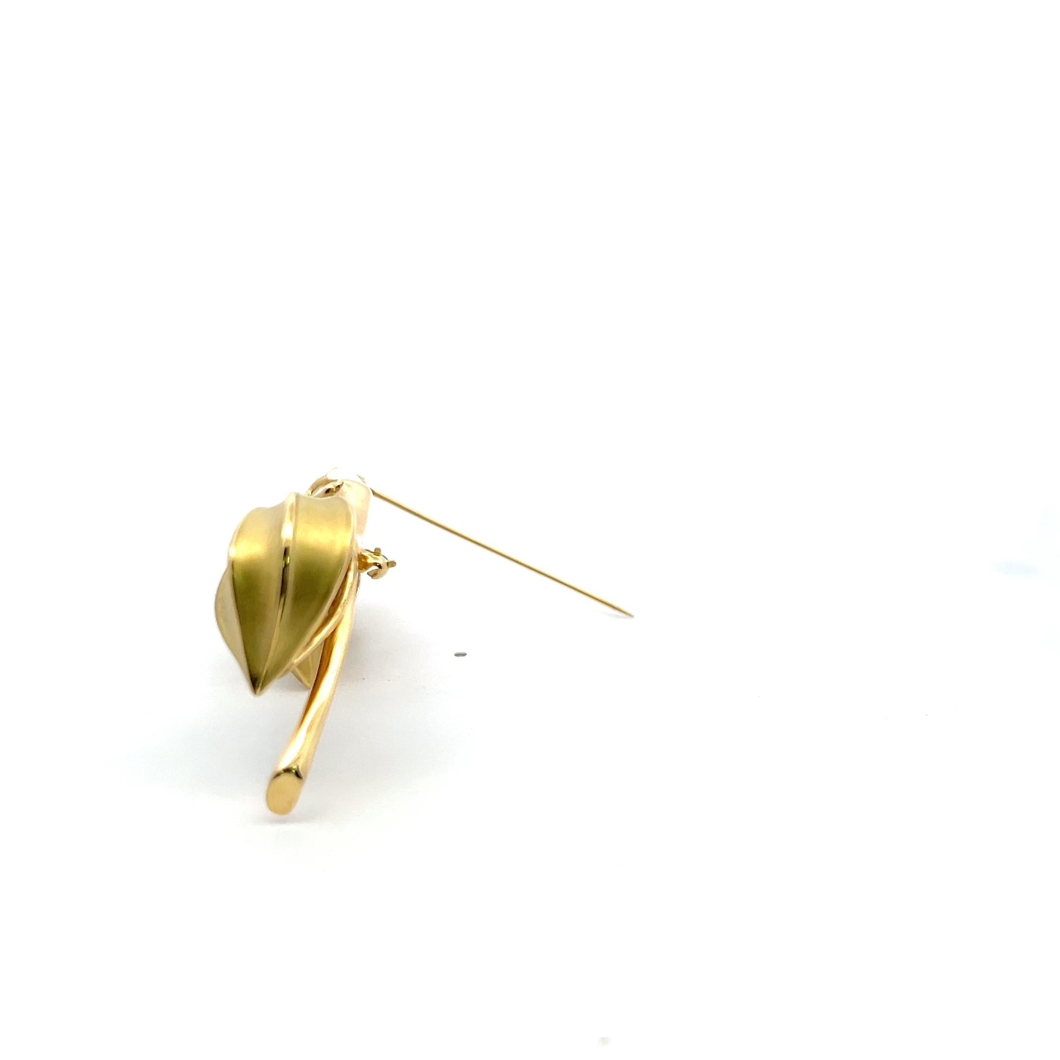 Tiffany & Co Vintage 18K Yellow Gold Chines Lantern Leaf Pin Brooch 35.2 Grams