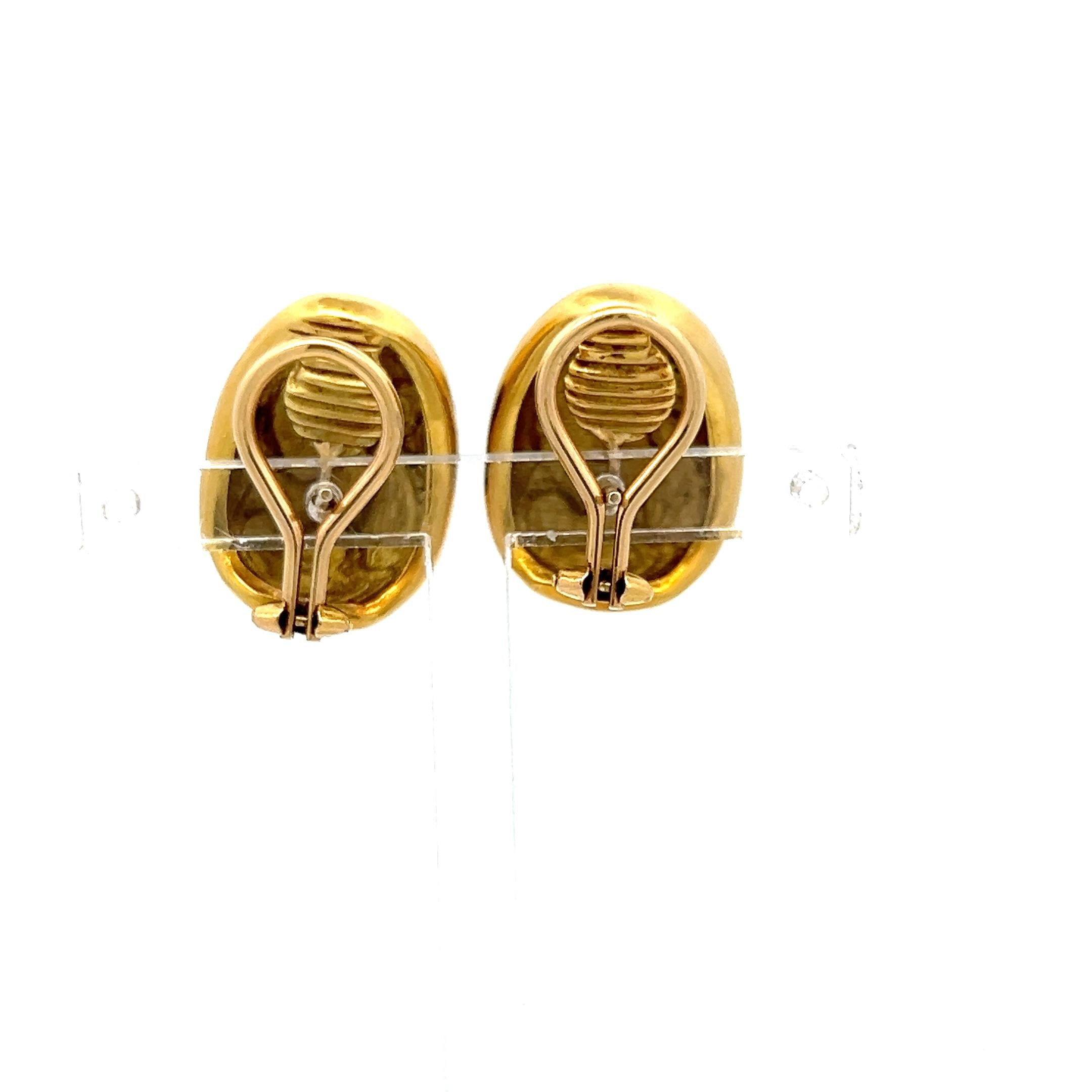 Palomino Vintage 18 Karat Yellow Gold and Enamel Clip On Earrings 17.9 Grams