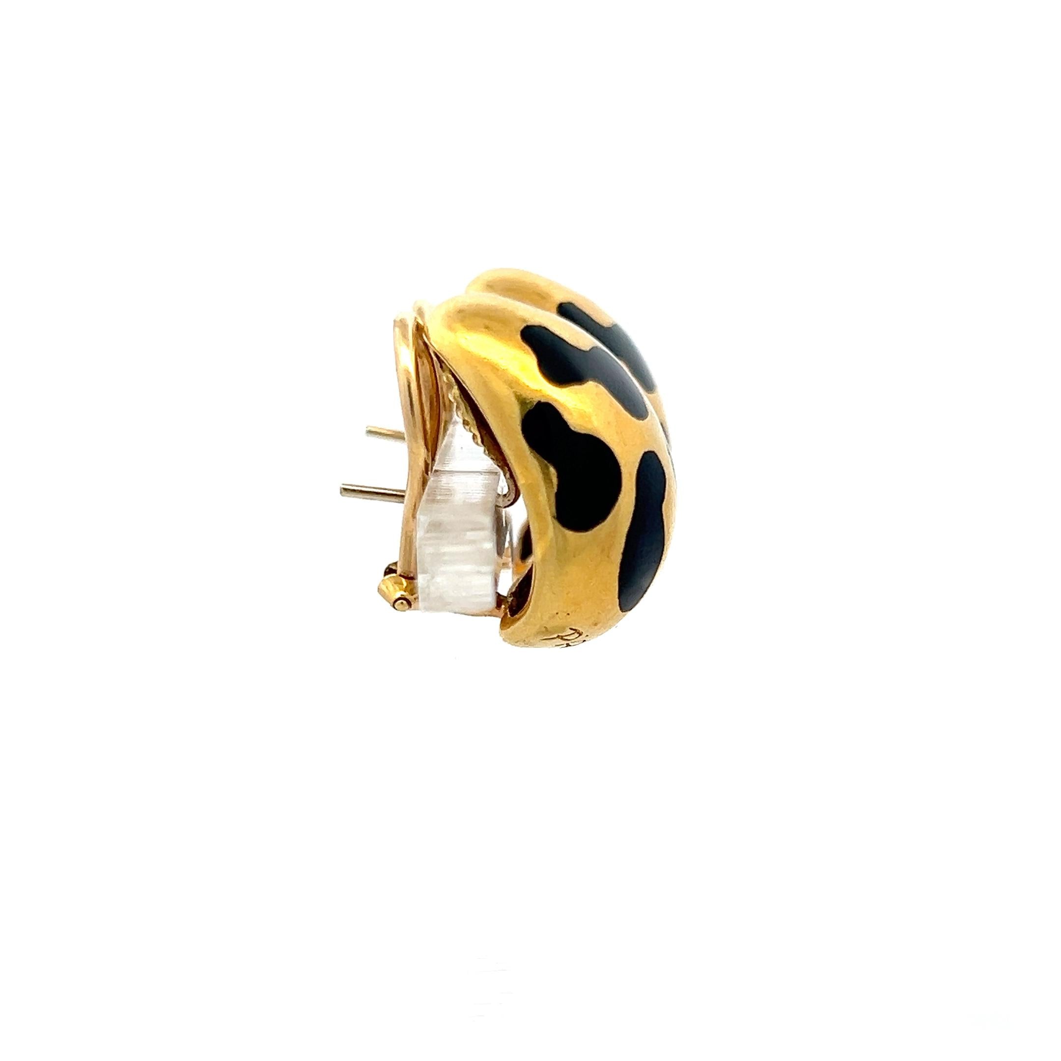 Palomino Vintage 18 Karat Yellow Gold and Enamel Clip On Earrings 17.9 Grams