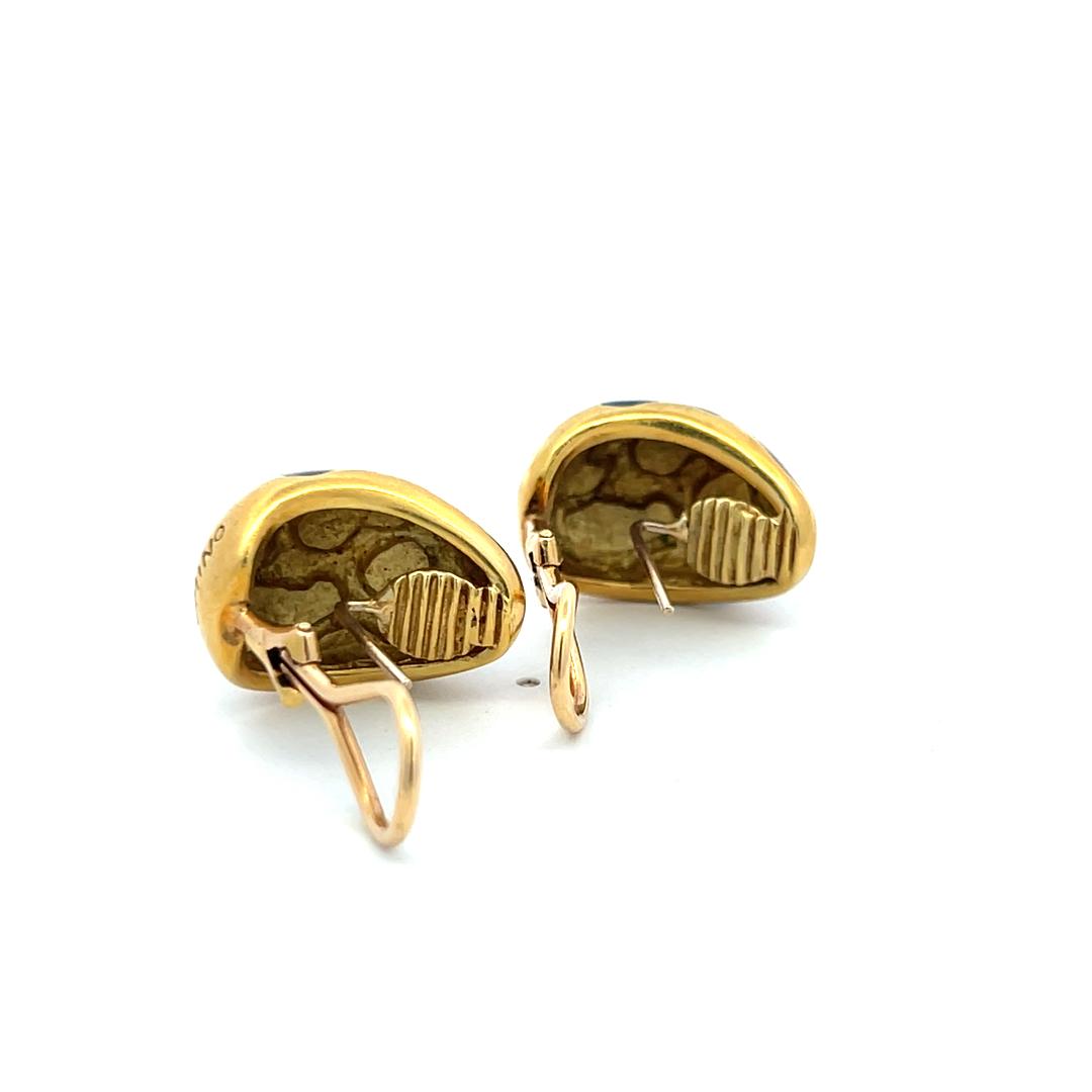 Palomino Vintage 18 Karat Yellow Gold and Enamel Clip On Earrings 17.9 Grams