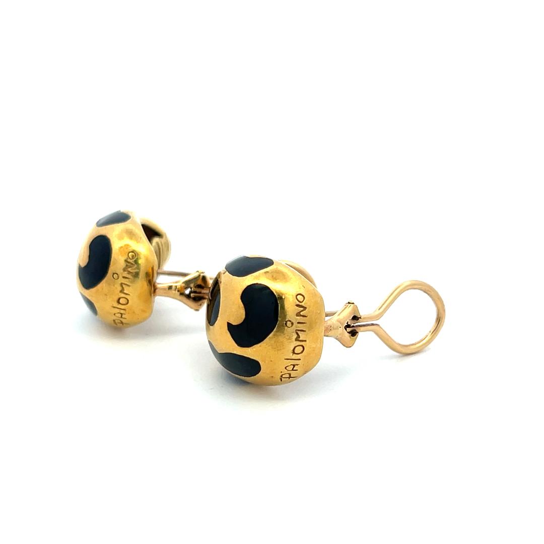 Palomino Vintage 18 Karat Yellow Gold and Enamel Clip On Earrings 17.9 Grams