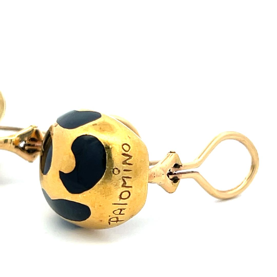 Palomino Vintage 18 Karat Yellow Gold and Enamel Clip On Earrings 17.9 Grams