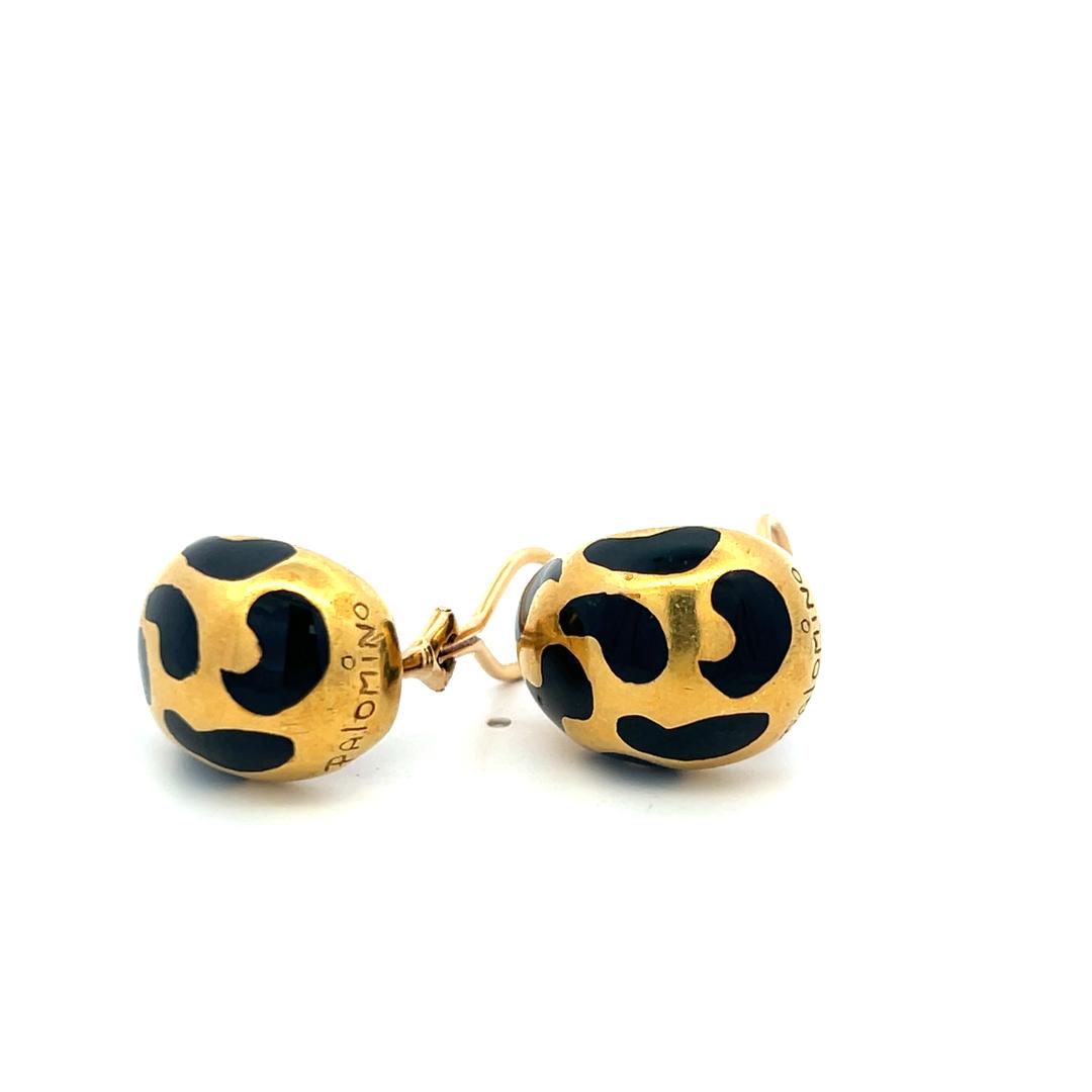 Palomino Vintage 18 Karat Yellow Gold and Enamel Clip On Earrings 17.9 Grams