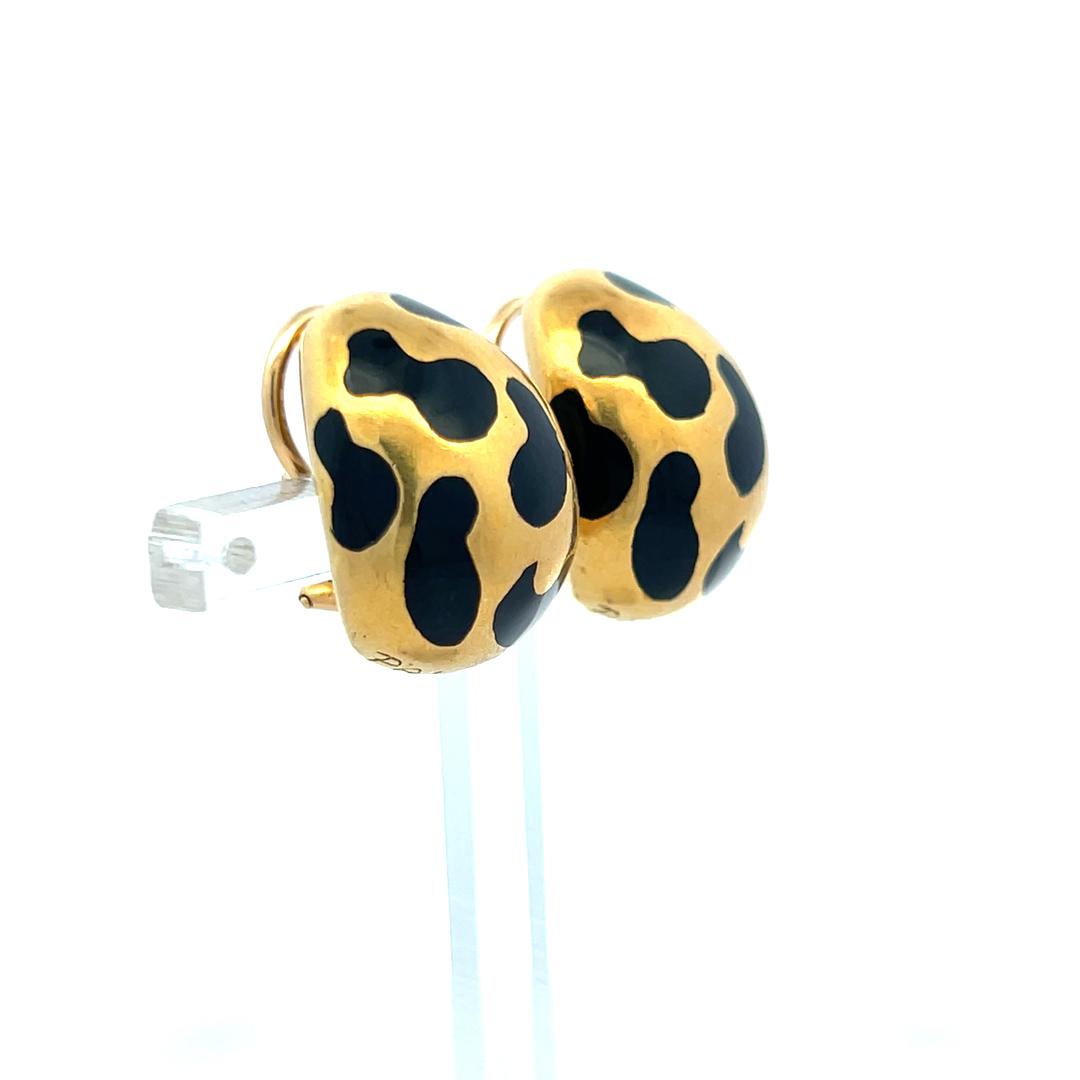 Palomino Vintage 18 Karat Yellow Gold and Enamel Clip On Earrings 17.9 Grams