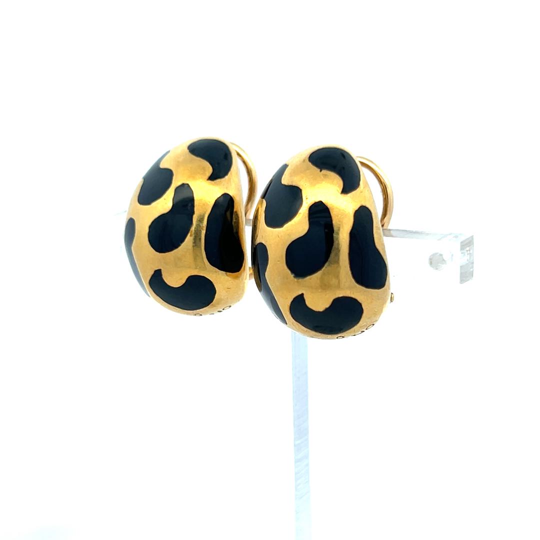 Palomino Vintage 18 Karat Yellow Gold and Enamel Clip On Earrings 17.9 Grams