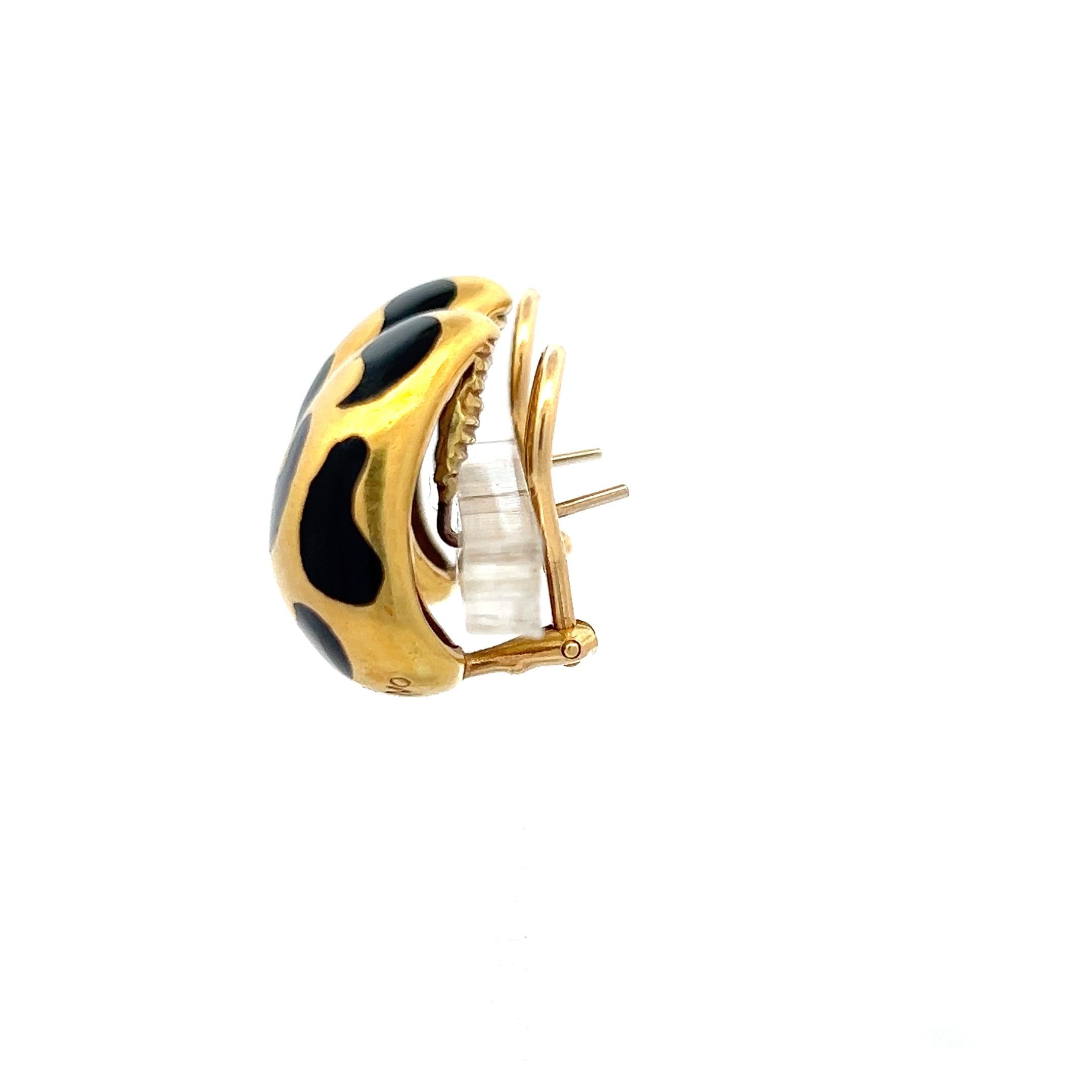 Palomino Vintage 18 Karat Yellow Gold and Enamel Clip On Earrings 17.9 Grams