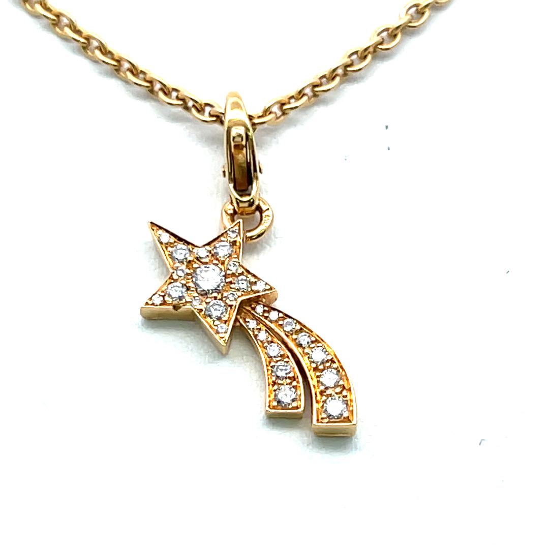 Chanel 18K Yellow Gold Pendant Necklace with 0.22 Carat Round F VS Diamonds