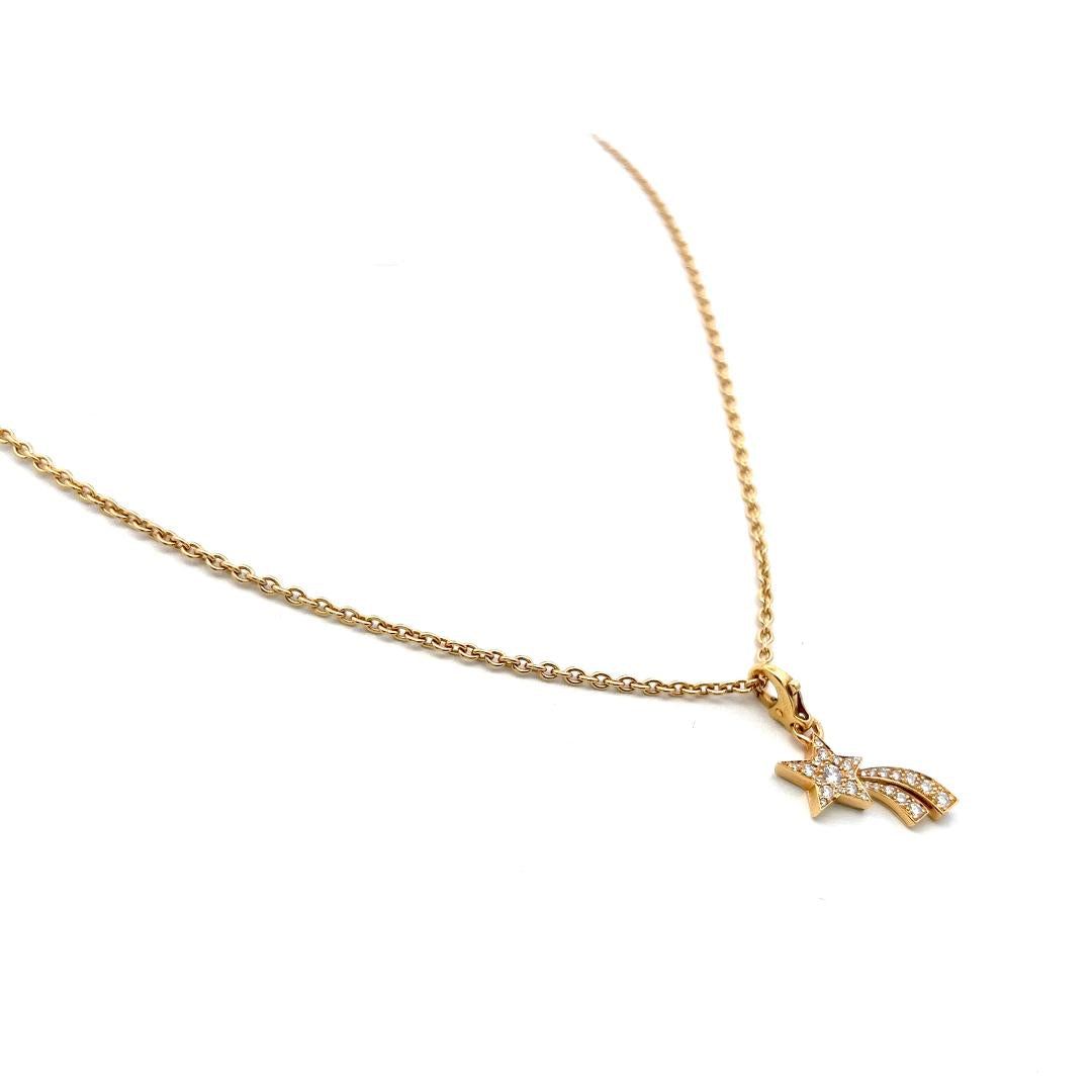 Chanel 18K Yellow Gold Pendant Necklace with 0.22 Carat Round F VS Diamonds