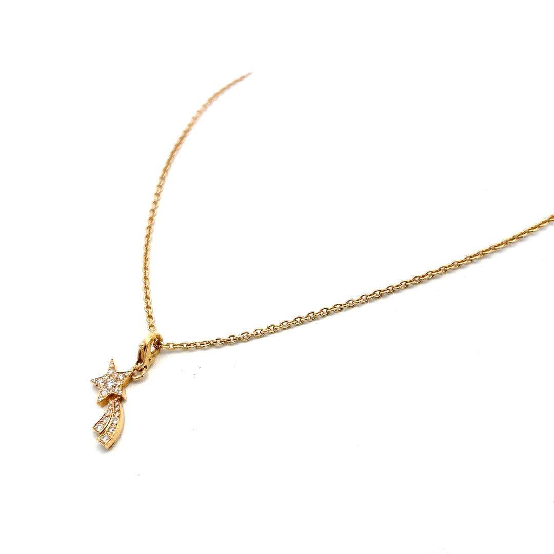 Chanel 18K Yellow Gold Pendant Necklace with 0.22 Carat Round F VS Diamonds