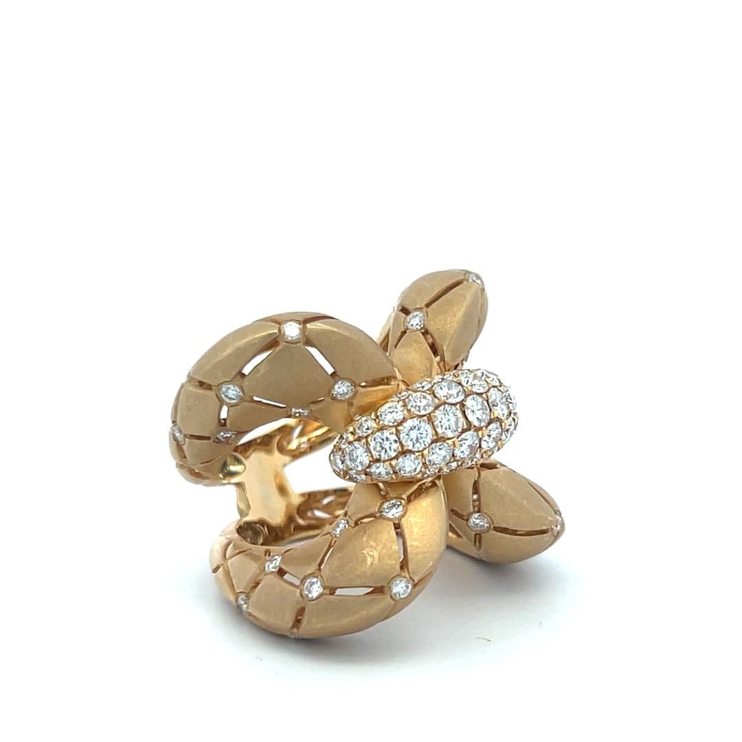 Vintage 18K Yellow Gold Cocktail Ring with 1.4 Carat Round H VS Diamonds Size 6