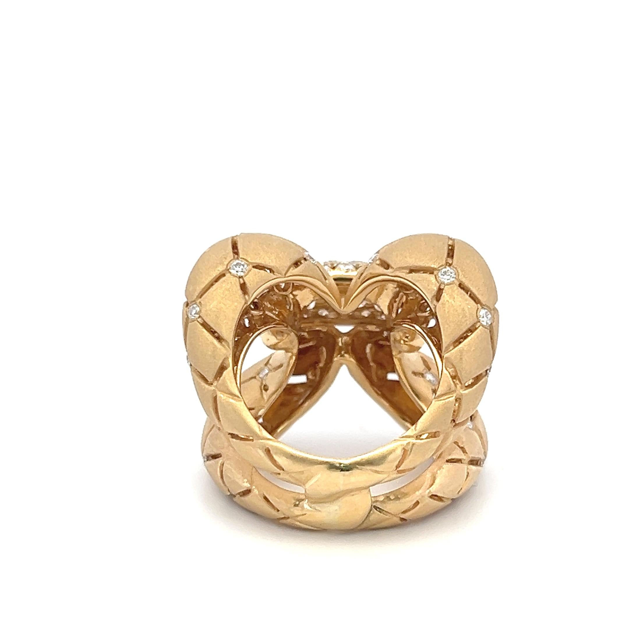 Vintage 18K Yellow Gold Cocktail Ring with 1.4 Carat Round H VS Diamonds Size 6