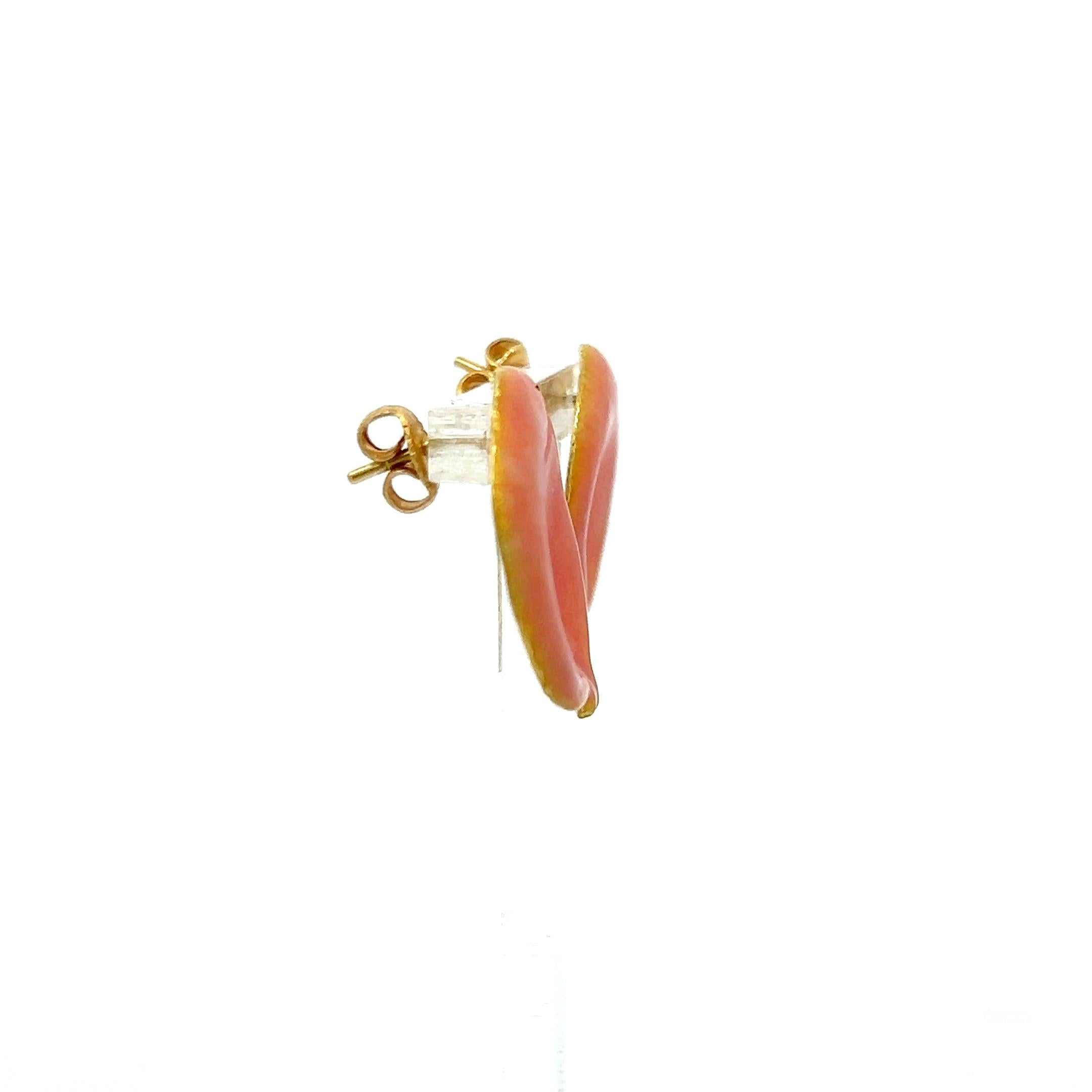 Angela Cummings 18K Yellow Gold Enamel Rose Petal Stud Earrings 12 Grams