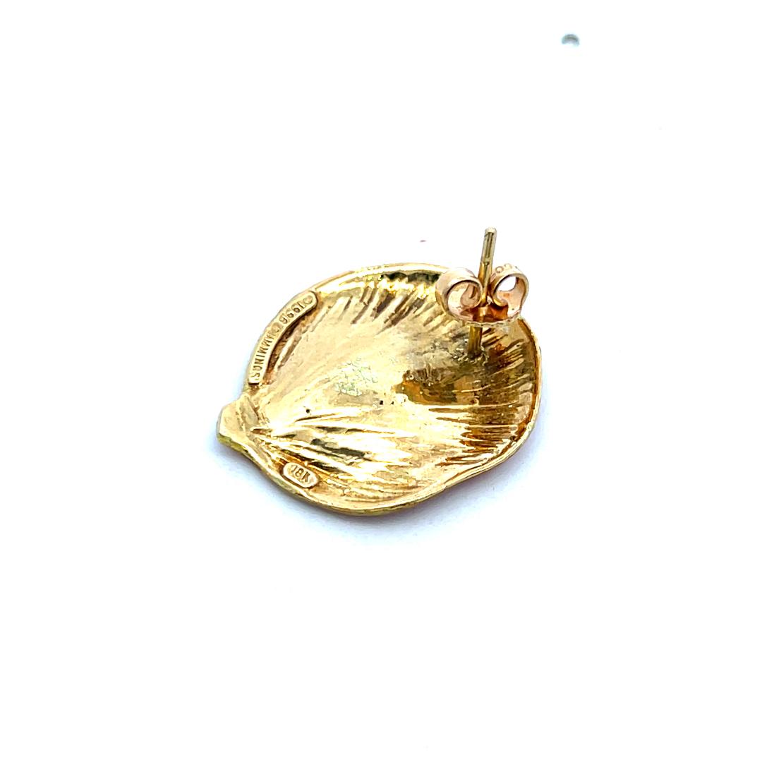 Angela Cummings 18K Yellow Gold Enamel Rose Petal Stud Earrings 12 Grams